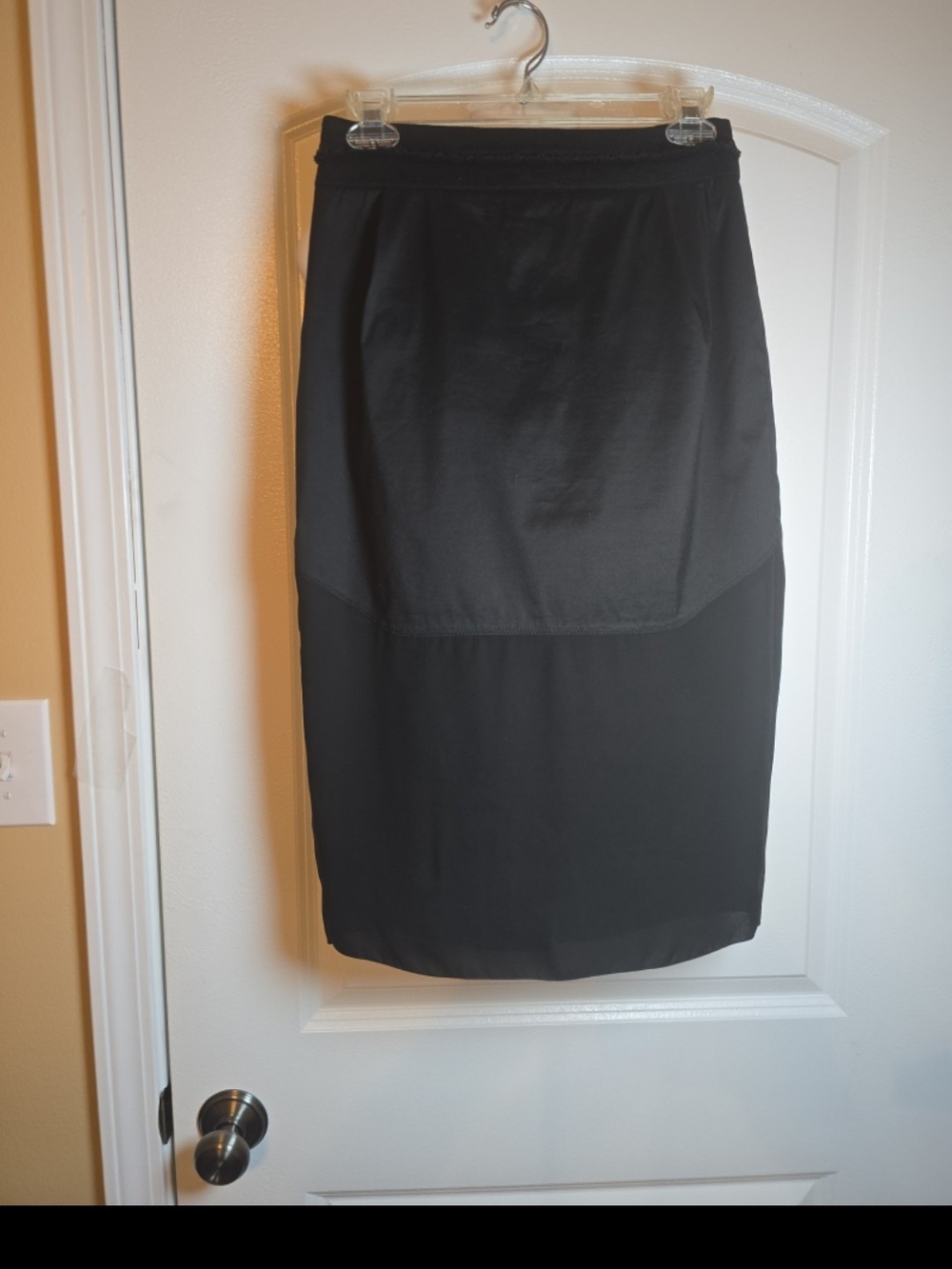 KUHO mixed material Black Straight Pencil Skirt Small